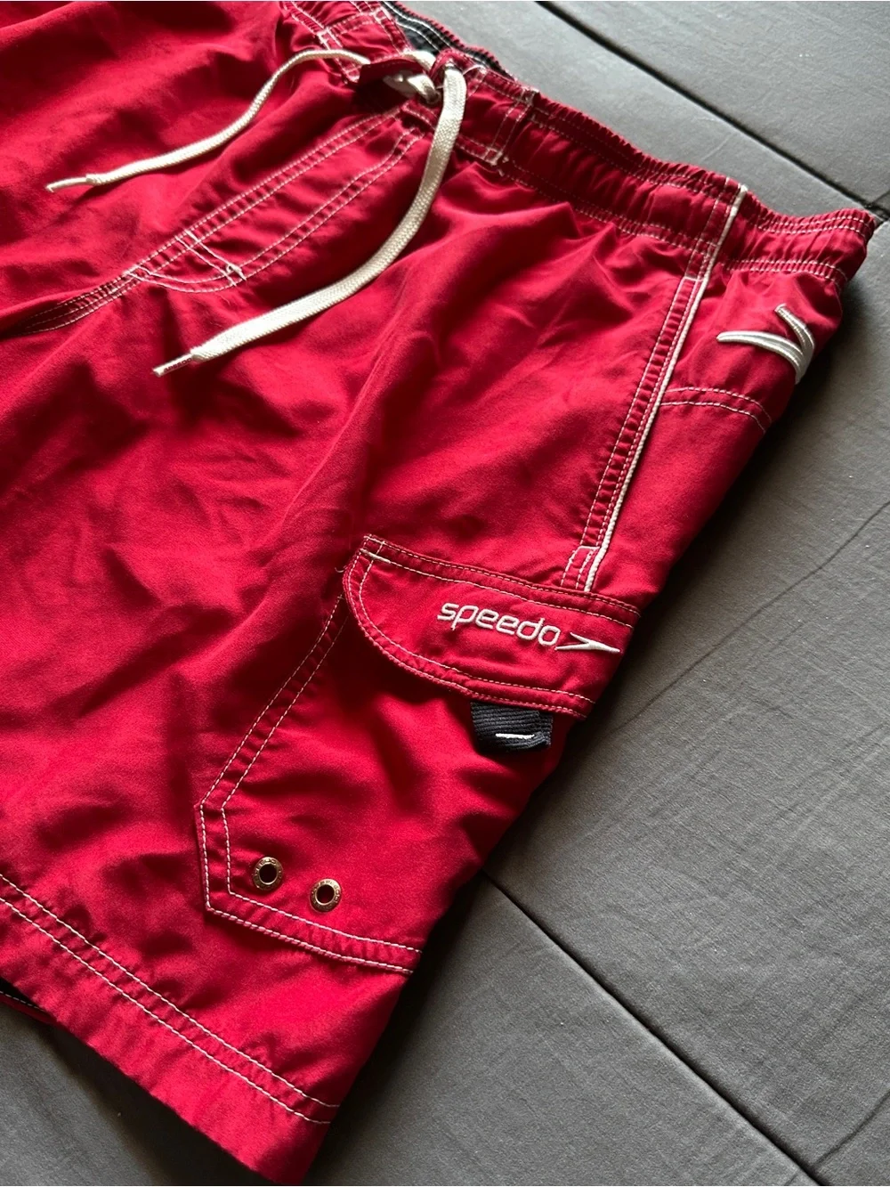 Speedo Red Men's Swim Board Shorts with Cargo Pocket